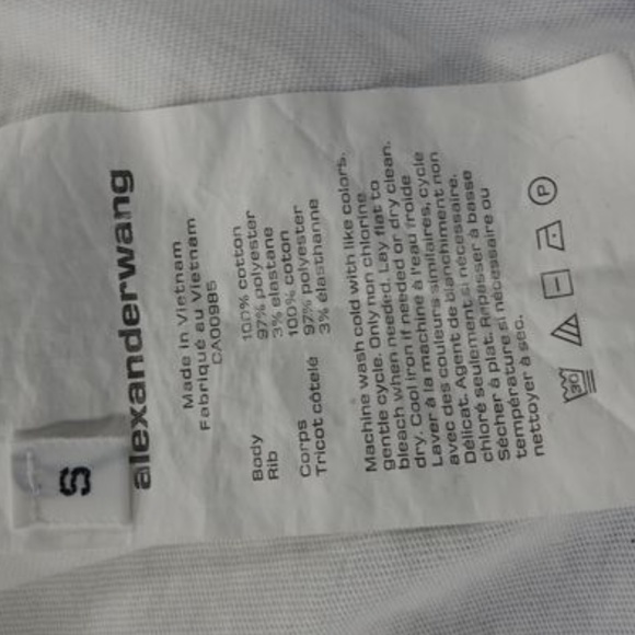 Alexander Wang White Cotton Tshirt Sz S - Picture 9 of 10